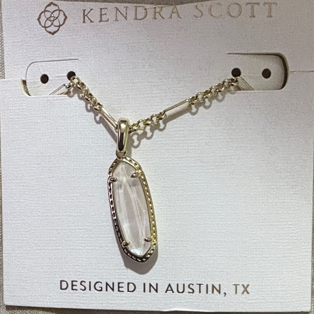 Kendra Scott Gold and Clear Pendant Necklace